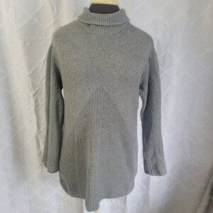 Talbots Womens Gray Ribbed Knit Turtleneck Sweater Pullover Long Sleeve Small